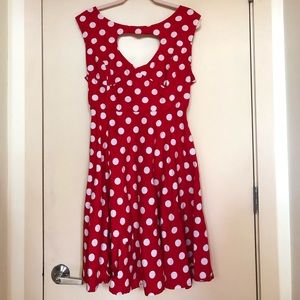 Red and white polka dot dress